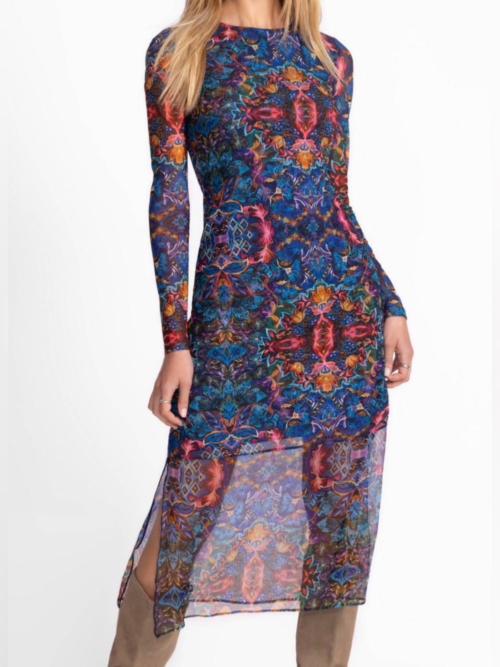 JOHNNY WAS TULUS MESH MIDI DRESS